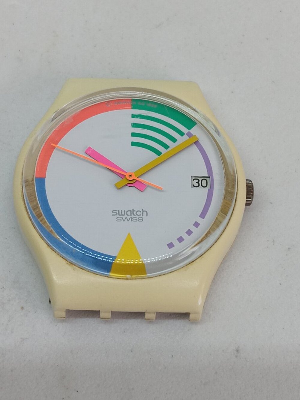 VINTAGE 1989 Swatch GW402 "Green Wave" Unisex 34mm Swiss WATCH HEAD ONLY NO BAND